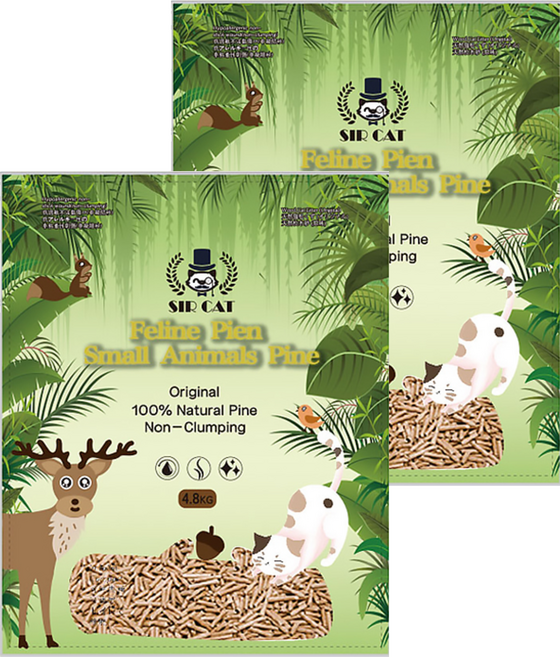 SIR CAT 貓爵士 松木貓砂 雙層貓砂盆專用 100%天然松木 低塵 超強吸收, 4.8kg, 2包
