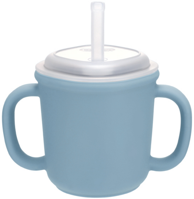 Edison 矽膠雙耳吸管杯, 200ml, 1個, 藍色