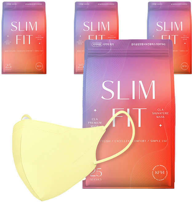 CLA 슬림핏 라이트 패키지 컬러 새부리형 보건용 마스크 소형 KF94