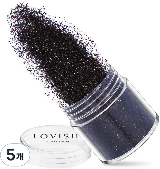 러비쉬 프리미엄 네일 글리터 10g, LVS-041 미드나잇블랙, 5개