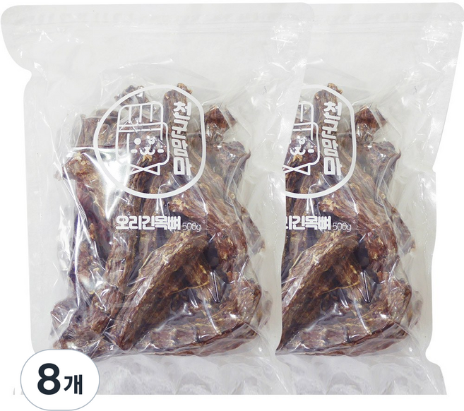천군맘마 강아지 간식, 오리목뼈, 500g, 8개