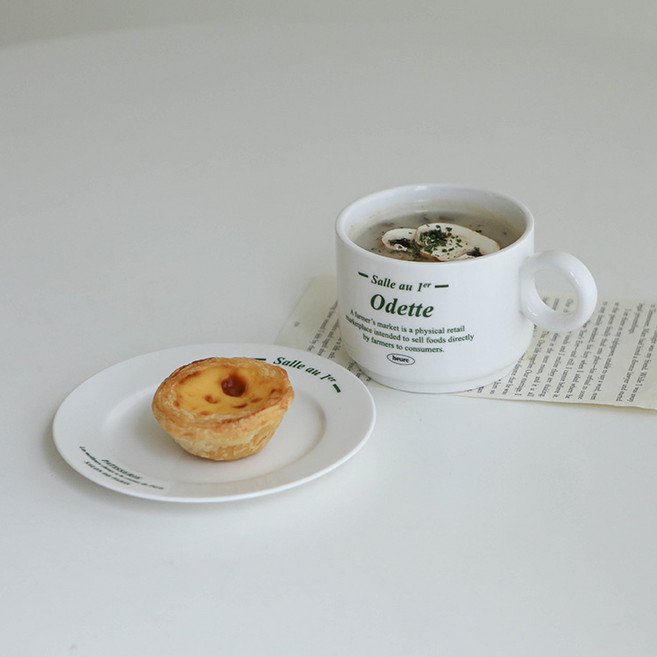 이우아여사 오데뜨 레터링 스프볼 + 디저트 접시 세트, 혼합색상, 1세트