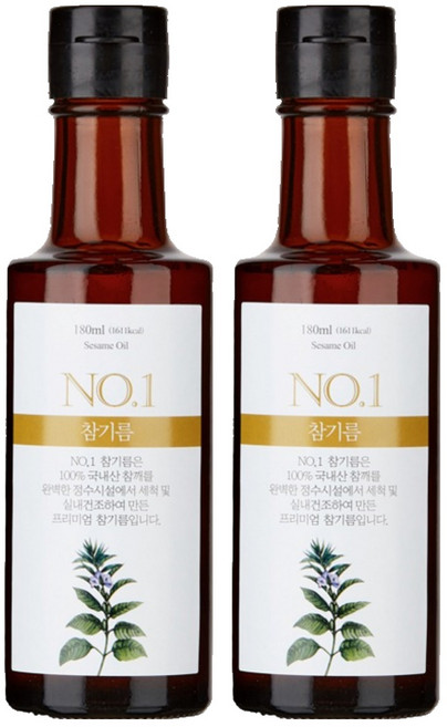 앤오일 국내산 참기름, 180ml, 2개