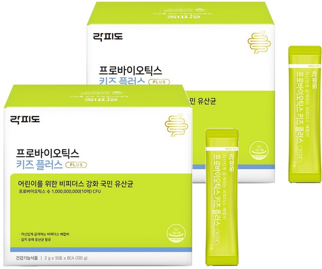 락피도 프로바이오틱스 키즈 플러스 60p, 2개, 120g