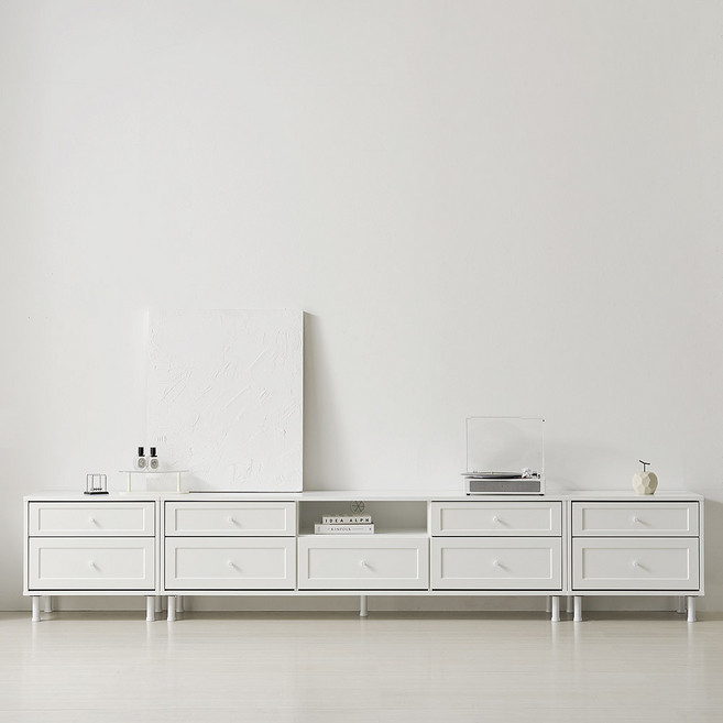 스칸디무드 누베르 몰딩 TV다이 거실장 3000 방문설치, 화이트