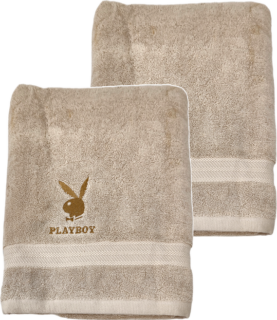 PLAYBOY 恬靜優雅浴巾 700g 棉紗 152 x 76cm, 米色, 2條
