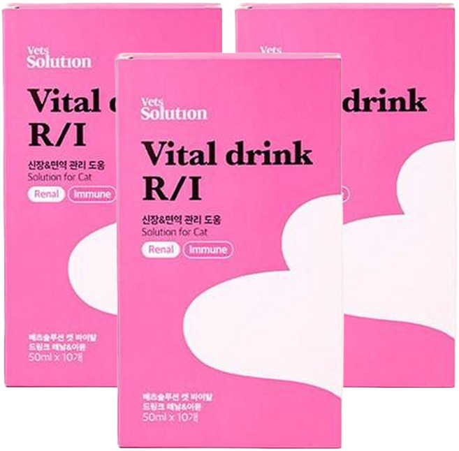 베츠솔루션 고양이 바이탈 드링크 이뮨 보조제, 신장, 3개