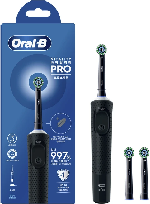 오랄비 바이탈리티 프로 크로스액션 전동칫솔, 3708, BLACK, 1개 - 쿠팡