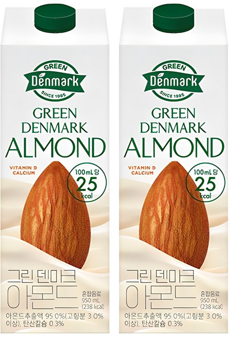 덴마크 그린 아몬드, 950ml, 2개
