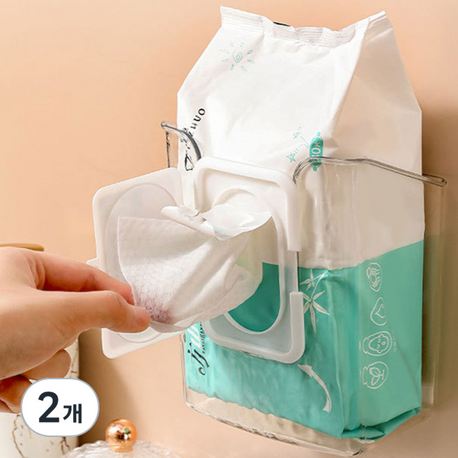 리빙홈디테일 접착식 물티슈 커버 케이스 보관함 LHD-058, 투명, 2개