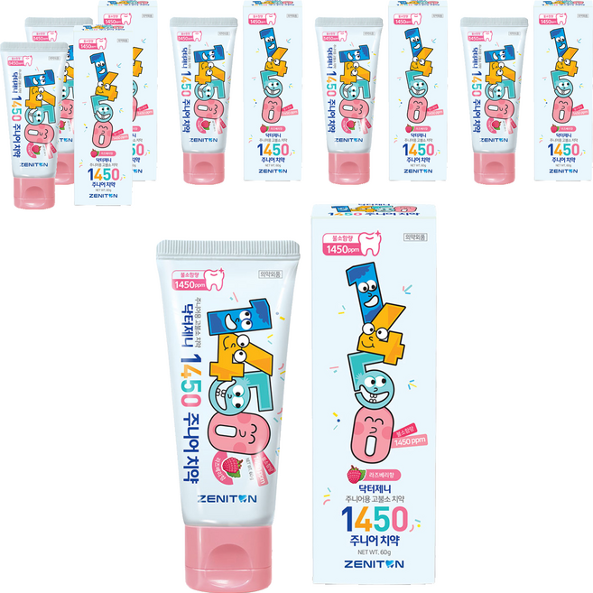 제니튼 닥터제니 1450 주니어 치약 라즈베리향, 60g, 6개