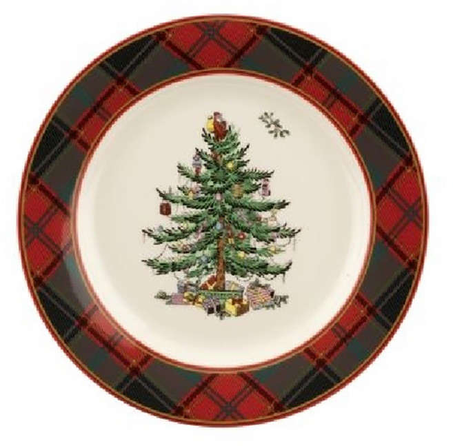 스포드 크리스마스 트리 타탄 샐러드 접시, 혼합색상, 1개