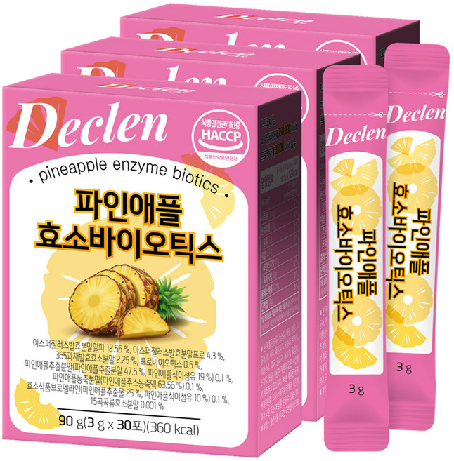 디클렌 파인애플 효소바이오틱스 30p, 90g, 3개