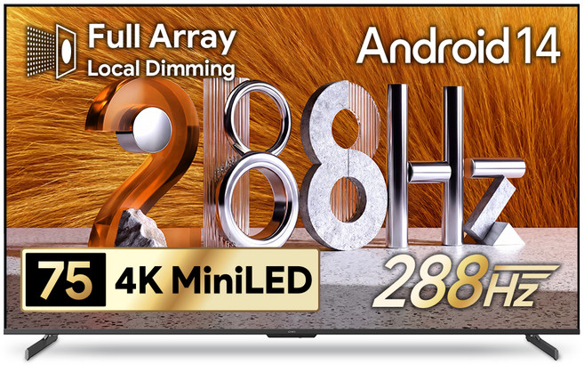 더함 4K UHD QD MINILED 288Hz 로컬디밍 돌비 AI 구글 5.0 스마트TV, 방문설치, 벽걸이형, 191cm(75인치)