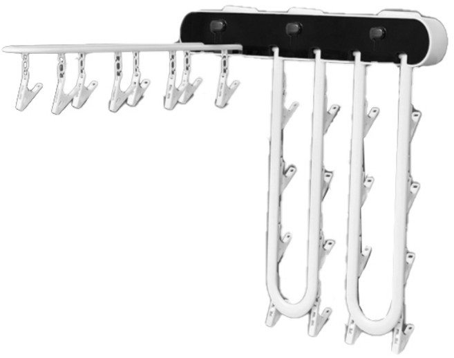 다기능 접이식 붙이는 벽걸이 빨래건조대, 블랙, 1개