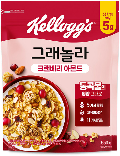 켈로그 크랜베리 아몬드 그래놀라 시리얼, 550g, 1개