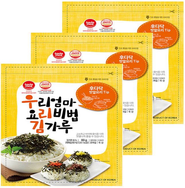 바다모아 우리엄마 요리비법 김가루, 60g, 3개