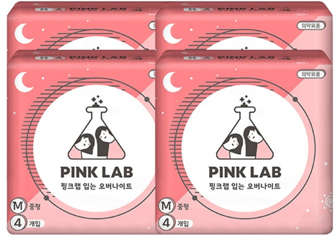 핑크랩 입는 오버나이트 생리대 팬티형 SHSN16, 중형, 4개입, 4개