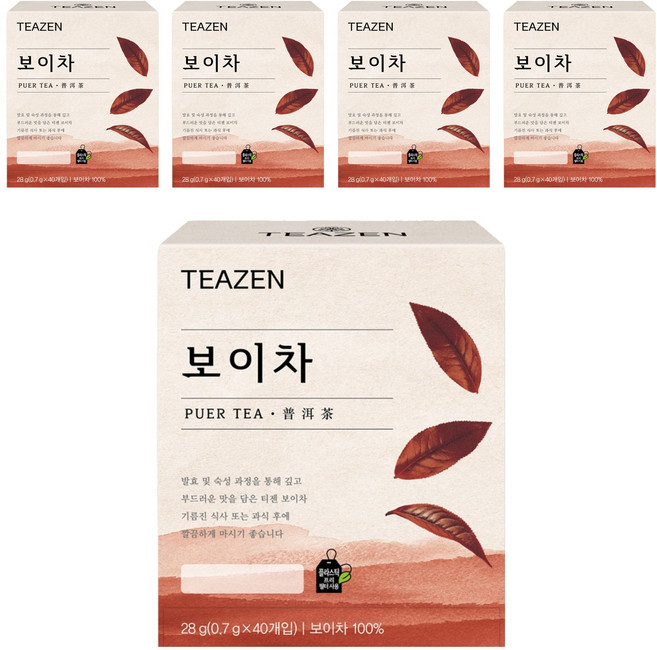 티젠 보이차, 700mg, 40개입, 5개