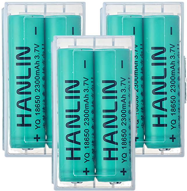 HANLIN充電電池 尖頭 18650, 3盒, 2個