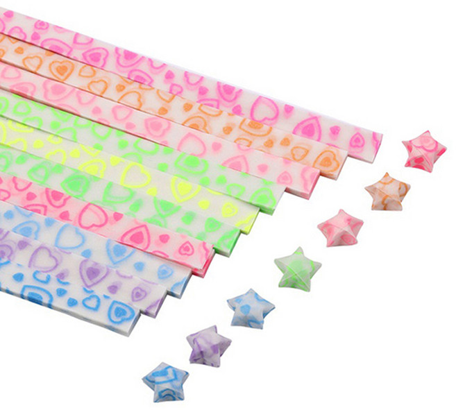 미소로운 이벤트 양면 별 종이접기 멀티페이퍼 야광 하트, 10색, 210개