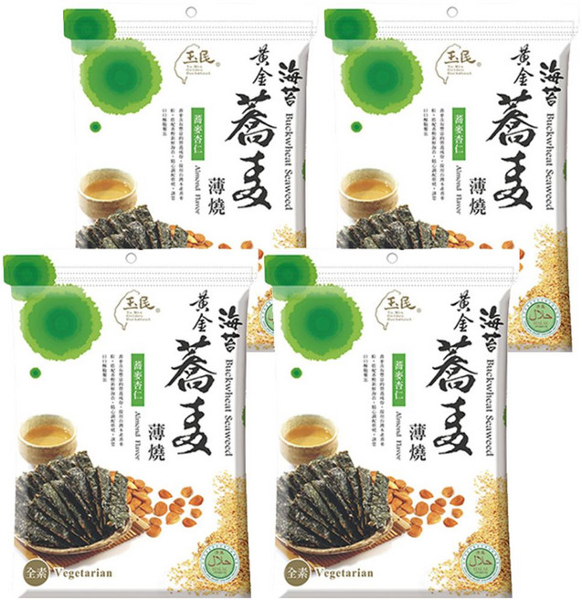 玉民 黃金蕎麥海苔薄燒 杏仁, 40g, 4包