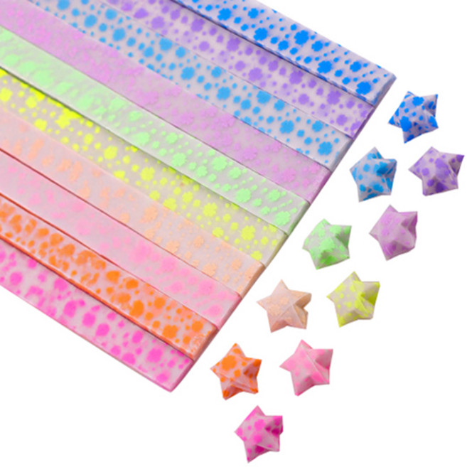 미소로운 이벤트 양면 별 종이접기 멀티페이퍼 야광 클로버, 10색, 210개