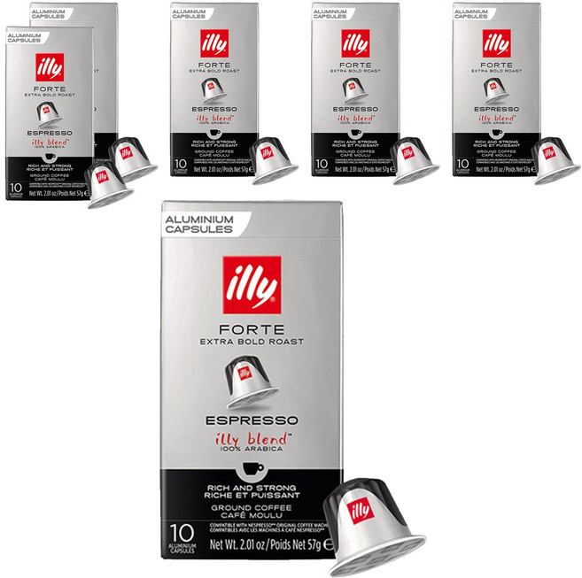 일리 엑스트라 볼드 로스트 에스프레소 그라운드 네스프레소 호환 캡슐커피, 5.7g, 10개입, 6개