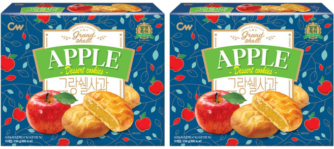 청우식품 그랑쉘사과 과자파이, 234g, 2개