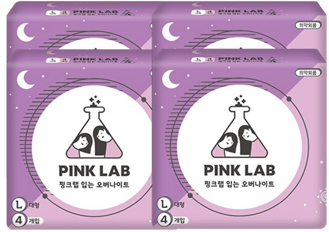 핑크랩 입는 오버나이트, 대형, 4개입, 4개