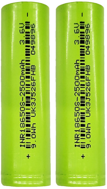 RONEVER 18650鋰電池 2500mAh 18 x 65mm 41g PB002, 2個, 1入