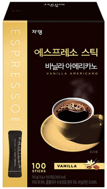 쟈뎅 에스프레소 스틱 바닐라 아메리카노 원두커피믹스, 1g, 100개입, 1개