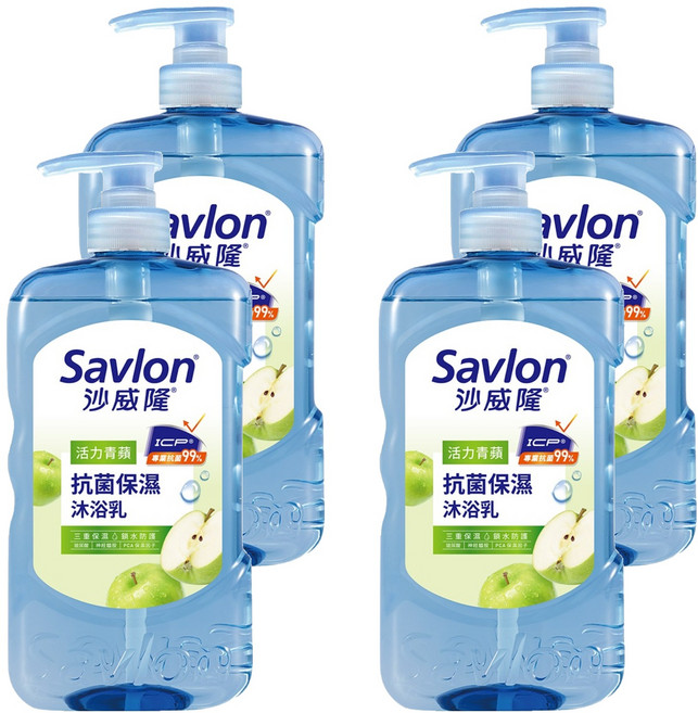 Savlon 沙威隆 台灣公司貨 抗菌保濕沐浴露 活力青蘋, 850g, 4個