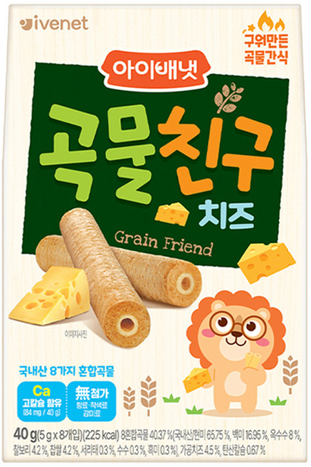 韓國 ivenet 穀物棒棒 起司風味 9個月以上 8支入, 起司, 40g, 1盒