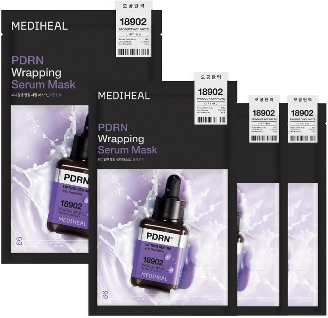 메디힐 피디알엔 모공 탄력 랩핑 세럼 밀착 마스크, 4개입, 1개