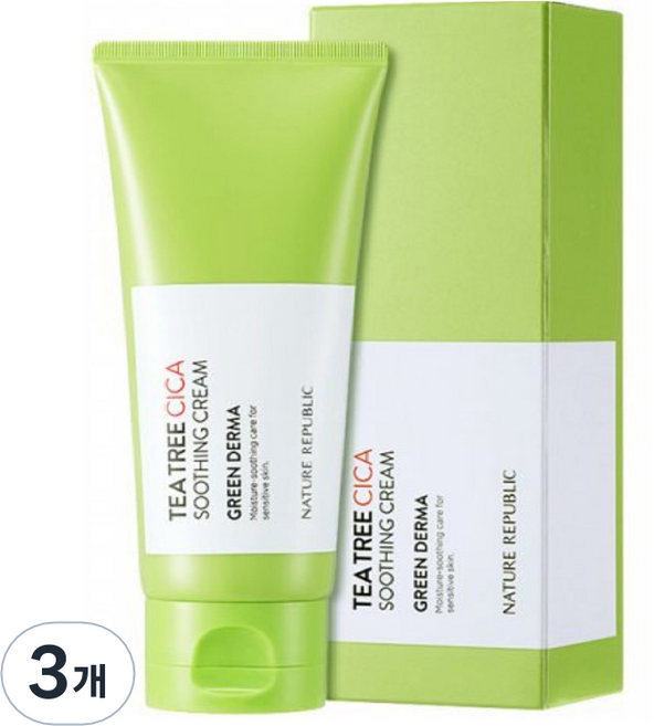 네이처리퍼블릭 그린더마 티트리 시카 수딩 크림, 100ml, 3개