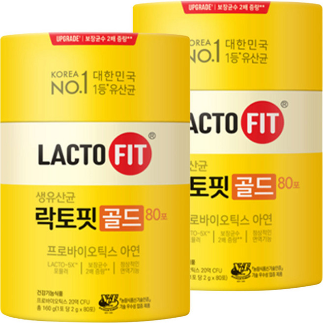 락토핏 정품 골드 80포, 160g, 2개