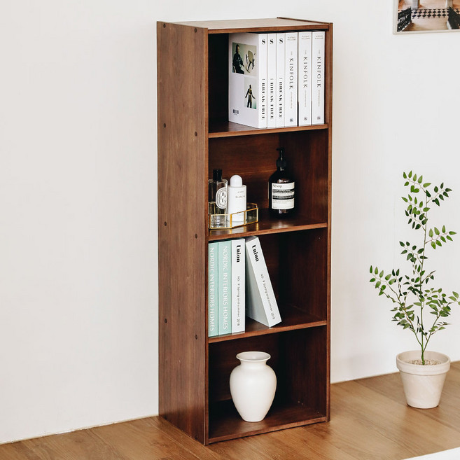 아이리스 공간박스 컬러 책장 CX-4, 브라운오크, 4단
