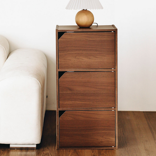 아이리스 3단 도어형 책장 수납장 MDB-3D, 브라운