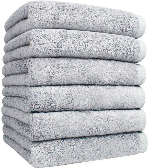 송월타월 라베나 수건 200g 뱀부얀, 라이트그레이, 6개