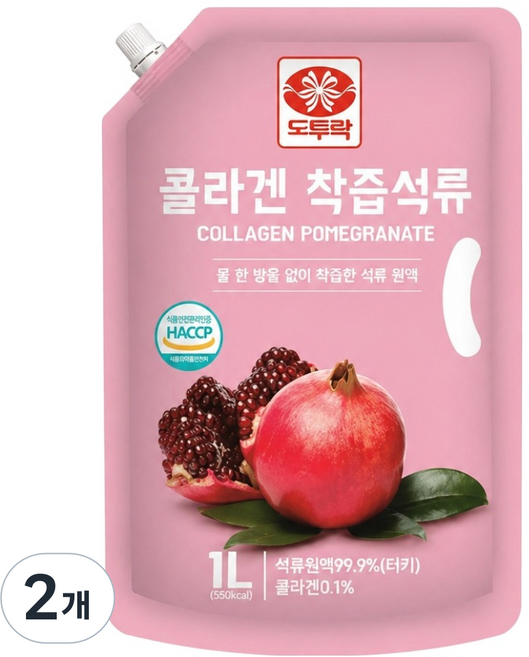 물 한 방울 넣지 않은 콜라겐 착즙 석류 원액, 1L, 2개