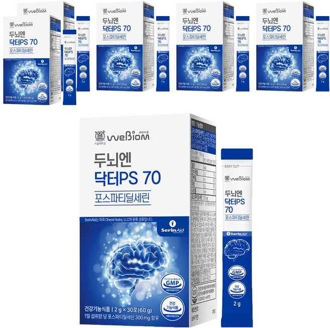 위바이옴 정품 두뇌엔 닥터PS 70 포스파티딜세린 30p, 60g, 6개
