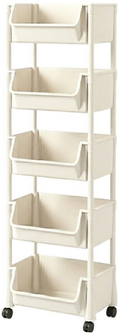 코코랜드 이동식 수납 트롤리 선반, 화이트, 5단