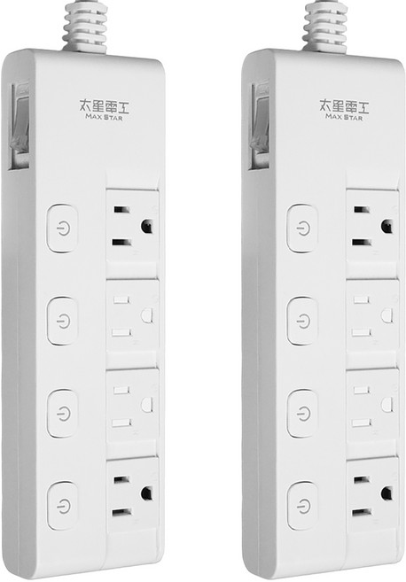 MAX STAR 太星電工 蓋安全五開四插滑蓋電腦線 3孔 MAX406 6尺, 1.8m, 白色, 2個