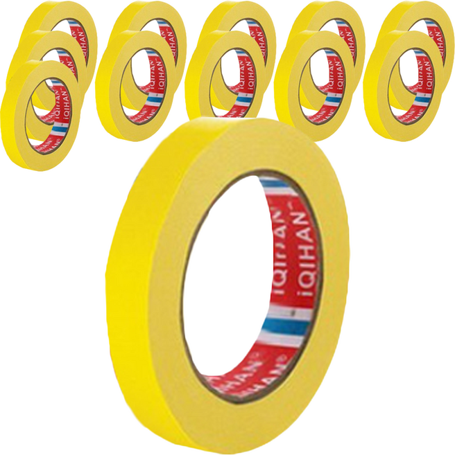 iQIHAN 다다 칼라 마스킹테이프 노랑 15 mm x 20 m, 12개
