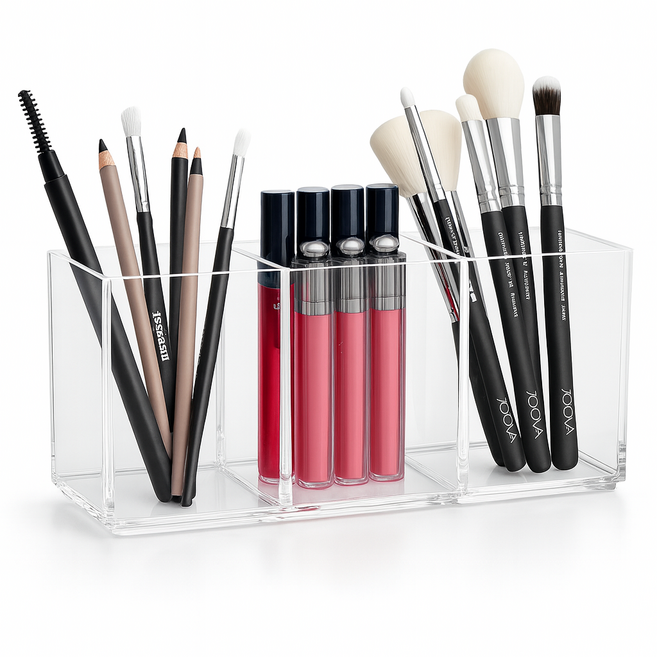 피앤케이 메이크업 브러쉬 보관함 3구, 투명, 1개