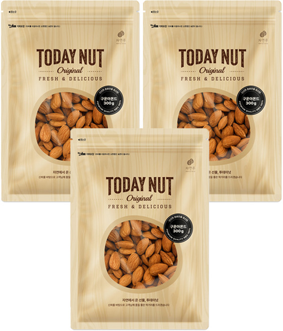 투데이넛 구운아몬드, 300g, 3개