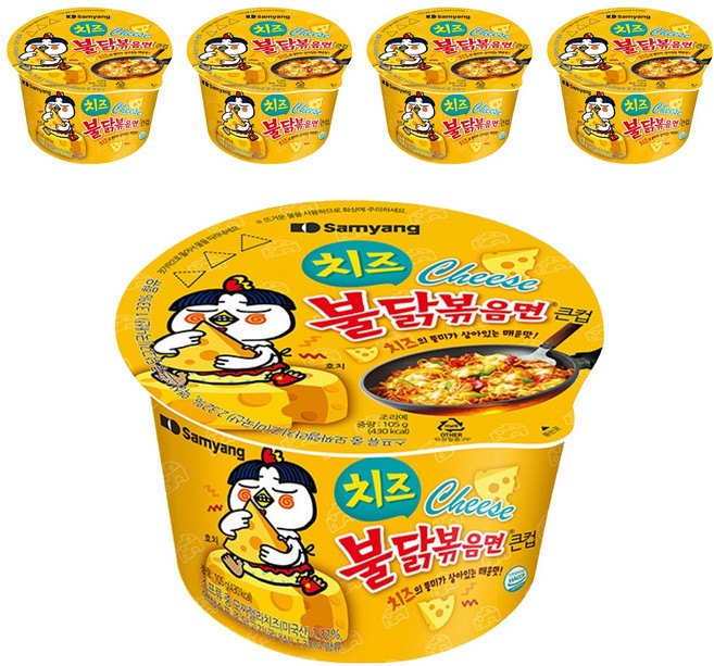Buldak Ramen 碗裝火辣雞肉起司風味炒麵 105g, 5入