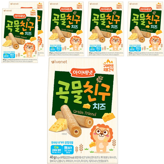 韓國 ivenet 穀物棒棒 9個月以上 8支入, 起司, 40g, 6盒