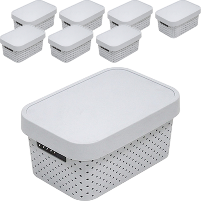 커버 바스켓, 그레이, 소(15 x 23.5 x 12.5 cm), 8개